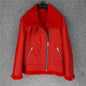 CC SHop Best.Guarantee Genuine leather jacket with fur.Winter warm women 100% shearling coat.Street sheepskin with wool jackets