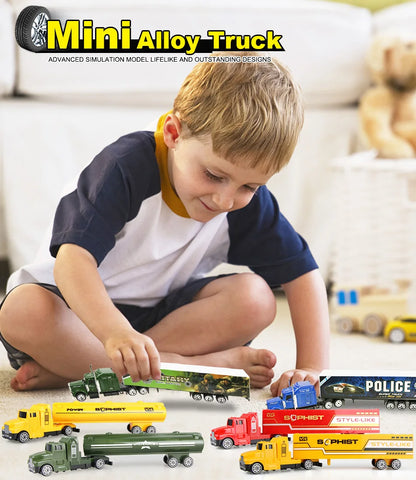 1 Pcs Sliding Alloy Truck Model Diecast Car Toy Container Oil Truck Tank Multi-color Vehicles Toys Birthday Gift for Children