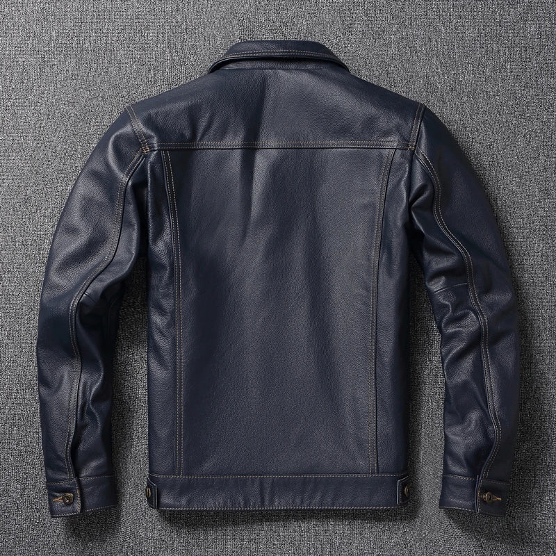 CC Shop Top.Y2K new classic casual slim fit genuine leather coat.quality fashion cowhide jacket.Young popular 557 style Denim