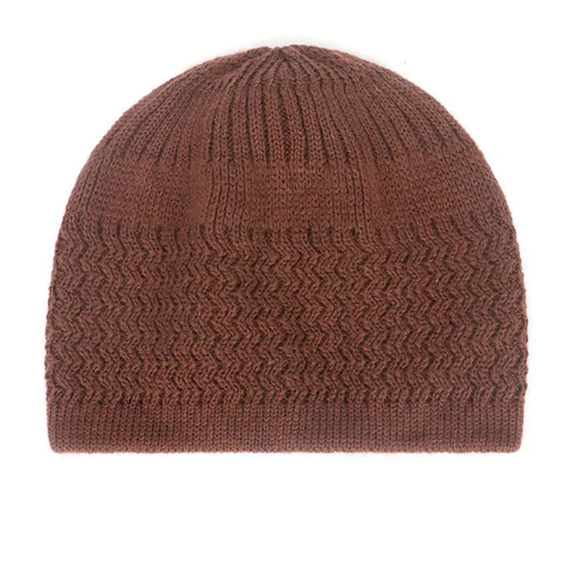 Casual Knitted Muslim Men Prayer Hats Winter Warm Male Beanies Cap Islamic Ramadan Jewish Kippah Homme Hat Men's Wrap Head Cap