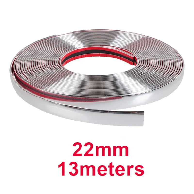 13M Silver Car Moulding Trim Strip Chrome Styling Decoration Tape Auto DIY Protective Sticker 6mm 8mm 10mm 12mm 15mm 20mm 30mm
