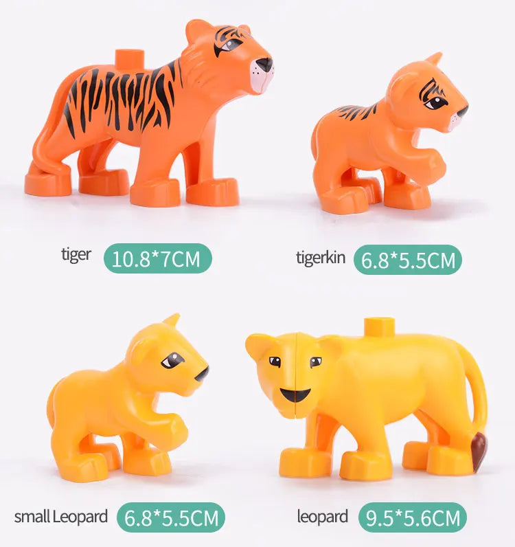 Building Block Toy Animal Series: Black Cat Dog Lion Tiger Elephant Children's Party Zoo Parent-child Interactive Holiday Gift