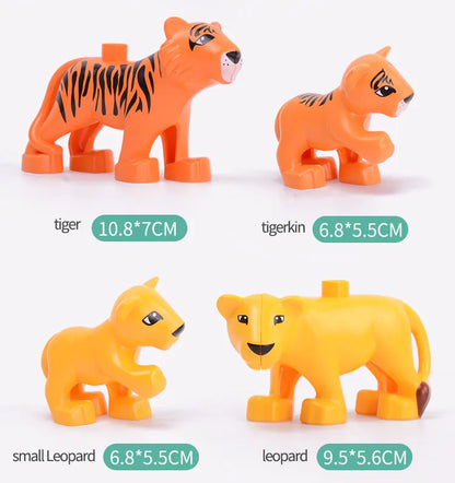 Building Block Toy Animal Series: Black Cat Dog Lion Tiger Elephant Children's Party Zoo Parent-child Interactive Holiday Gift