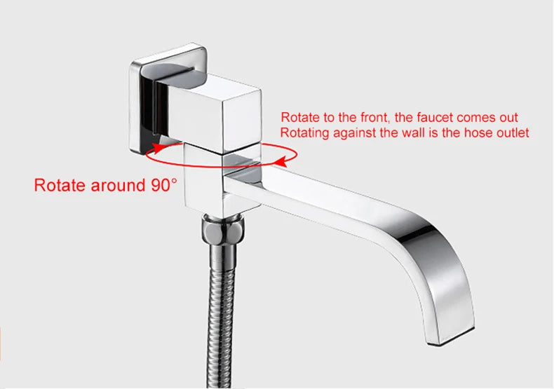 BECOLA Wall Mounted Faucet Spout Square and Round Brass Chrome/Black Spouts Waterfall Shower Faucet Accessories