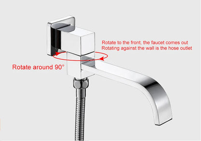 BECOLA Wall Mounted Faucet Spout Square and Round Brass Chrome/Black Spouts Waterfall Shower Faucet Accessories