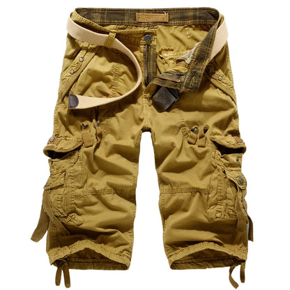 2025 Summer New High Quality Cargo Shorts Men Casual Workout Military Men's Shorts Multi Pocket Knee Length Short Pants