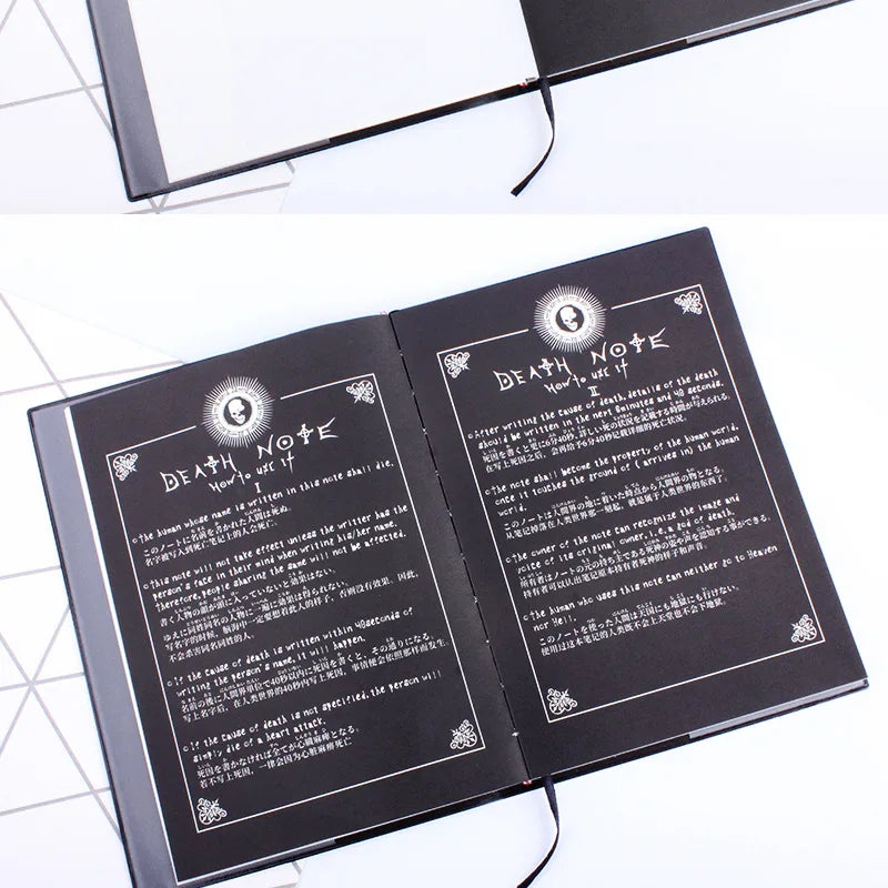 A5 Anime Death Note Notebook Set Leather Journal and Necklace Feather Pen Animation Art Writing Journal Death Note Notepad