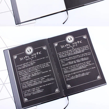 A5 Anime Death Note Notebook Set Leather Journal and Necklace Feather Pen Animation Art Writing Journal Death Note Notepad