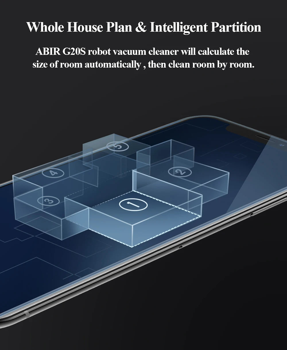 ABIR G20S Robot Vacuum Cleaner,Map Memory,6000Pa Suction,Remote Upgrade, Electric Wet Mop,WIFI APP Smart Floor Washing for Home