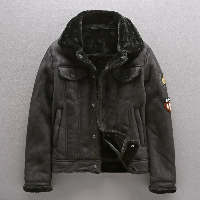 Men's Winter Thick Warm Military Bomber Pu Jacket Tactical Faux Leather Jackets Outwear Fleece Coats Fur Inner Windbreaker
