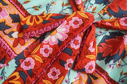Boho Queens Vintage Peacock Floral Print Sashes Beach Kimono Women Bohemian Wrap Batwing Sleeves Holiday Bikini Cover-ups