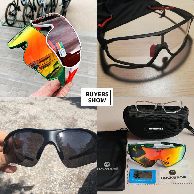 ROCKBROS Polarized Cycling Glasses Bike Polarized Glasses Outdoor Sports MTB Bicycle Sunglasses Goggles Eyewear Myopia Frame