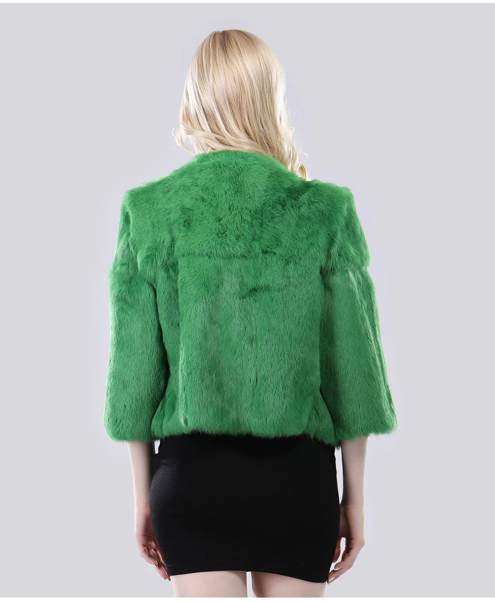 Hot Sale Girl Real Rabbit Fur Coat Women Real Rabbit Fur Jacket Genuine Real Rabbit Fur Outerwear Casual Short Real Fur Coats