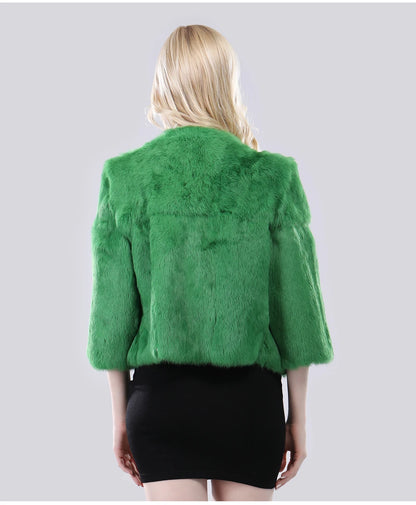Hot Sale Girl Real Rabbit Fur Coat Women Real Rabbit Fur Jacket Genuine Real Rabbit Fur Outerwear Casual Short Real Fur Coats