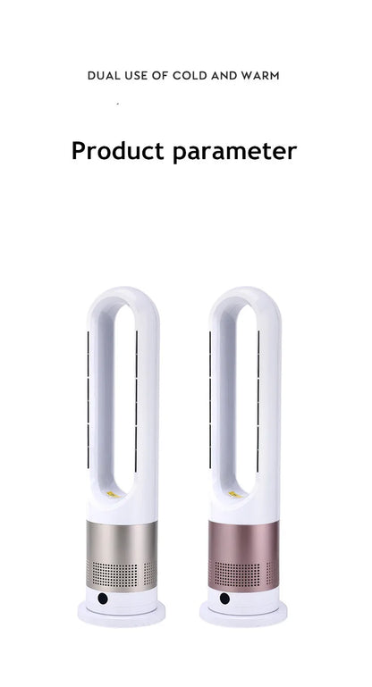 Bladeless Electric Tower Fan with Cold & Warm Air Cooling Standing Air Conditioner Heater with Timer Remote Control