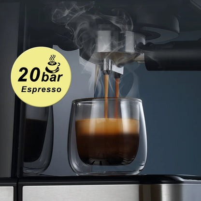 HiBREW Coffee Machine Cafetera 20 Bar Espresso Inox Semi Automatic Expresso Cappuccino Hot Water Steam Temperature Display H5