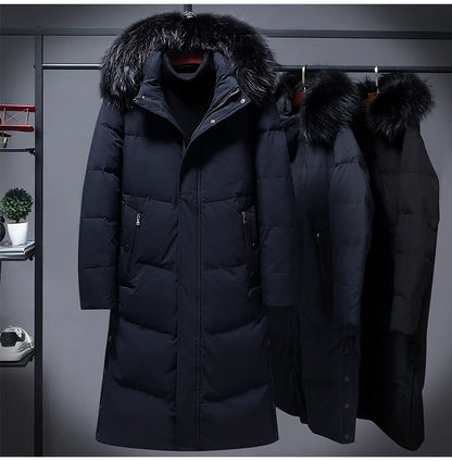 2022 New Men Thickened Down Jacket -30 Winter Warm Down Coat Jacket Men Fashion Long White Duck Hooded Down Parkas Plus Size 4XL