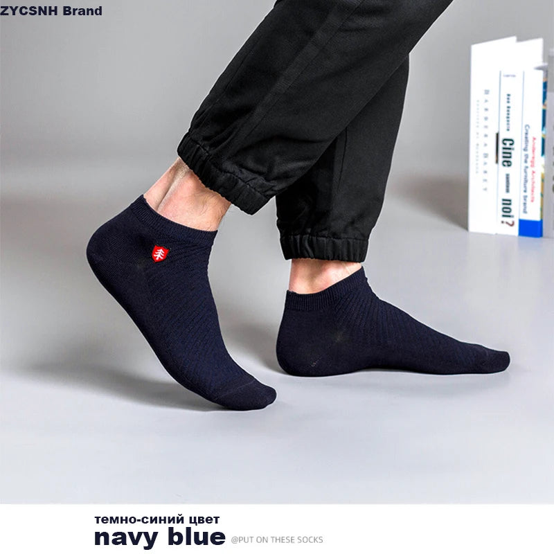 3/5Pairs High Quality Bamboo Fiber Men‘s And Women Socks Embroidery Boat Ankle Socks Men Gifts Spring Summer Socks