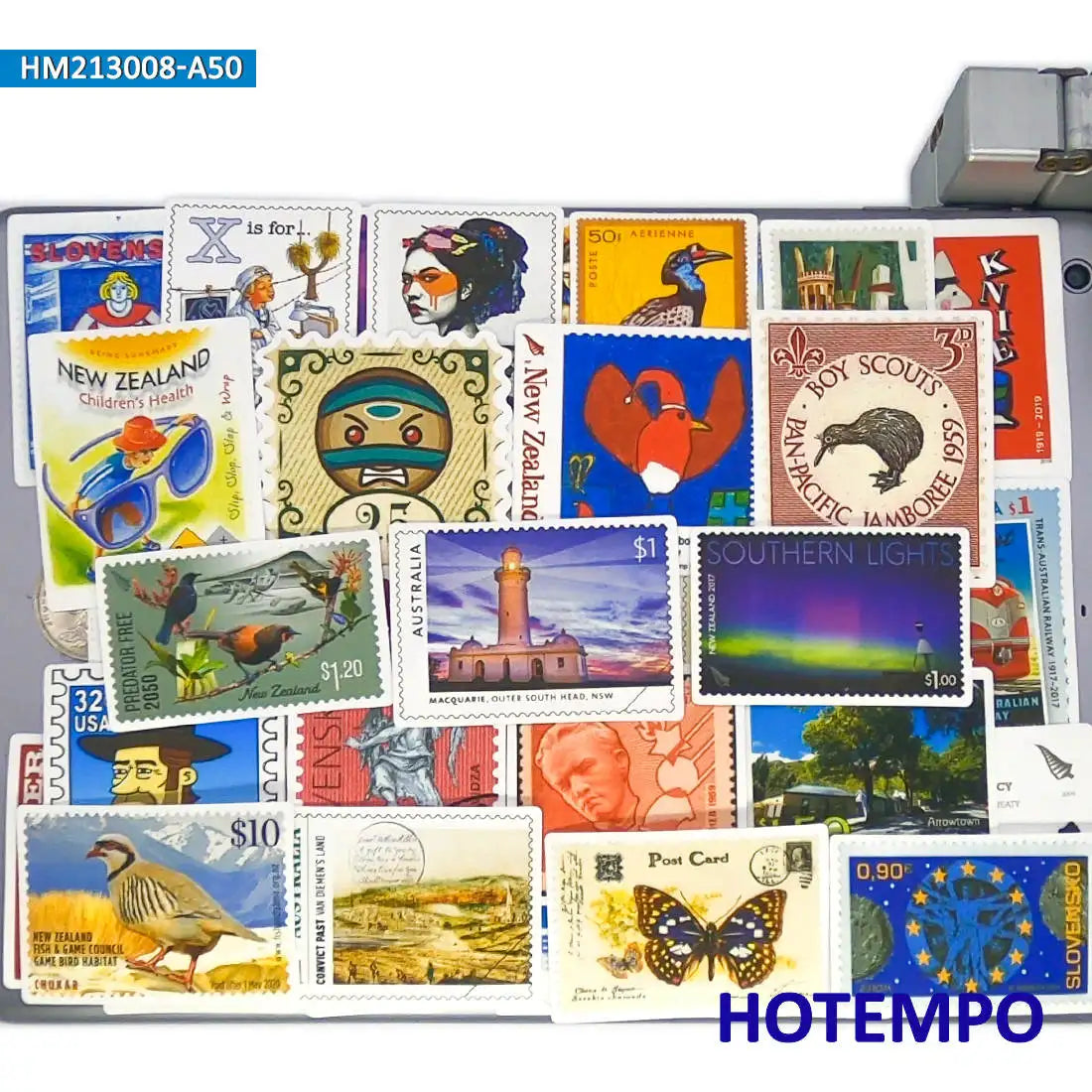 50pcs Mix National City Cultural Symbol Stamp Art Stickers for Kids Toys Phone Laptop Guitar Luggage Skateboard Bike Car Sticker