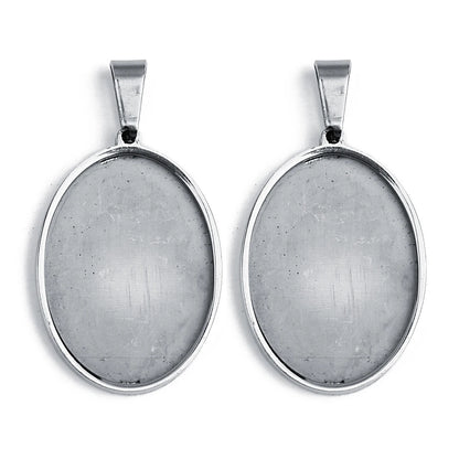 5pcs/lot Stainless Steel Oval Pendant Cabochon Base Setting Tray Blank 18*25mm 30*40mm Cabochons DIY Jewelry Making Supplies