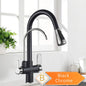 Rozin Purification Kitchen Faucets Black Pull Out Kitchen Water Filter Tap 3 Way Mixer torneira para cozinha de parede Crane