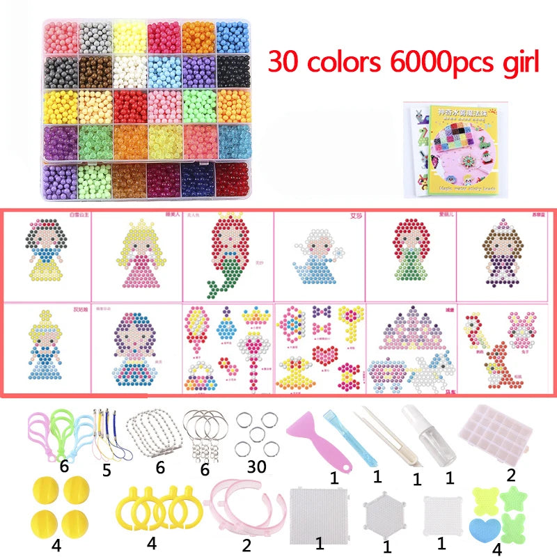 6000pcs 24 colors Refill Beads puzzle Crystal DIY water spray beads set ball games 3D handmade magic toys for children Toy