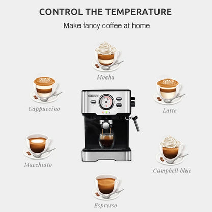 HiBREW Coffee Machine Cafetera 20 Bar Espresso Inox Semi Automatic Expresso Cappuccino Hot Water Steam Temperature Display H5