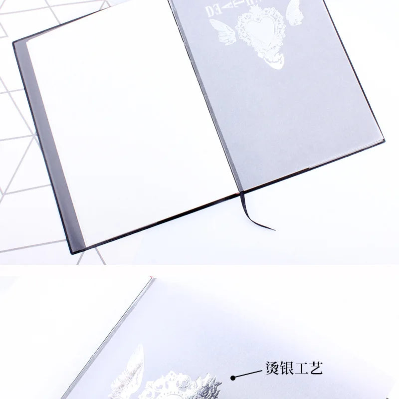 A5 Anime Death Note Notebook Set Leather Journal and Necklace Feather Pen Animation Art Writing Journal Death Note Notepad