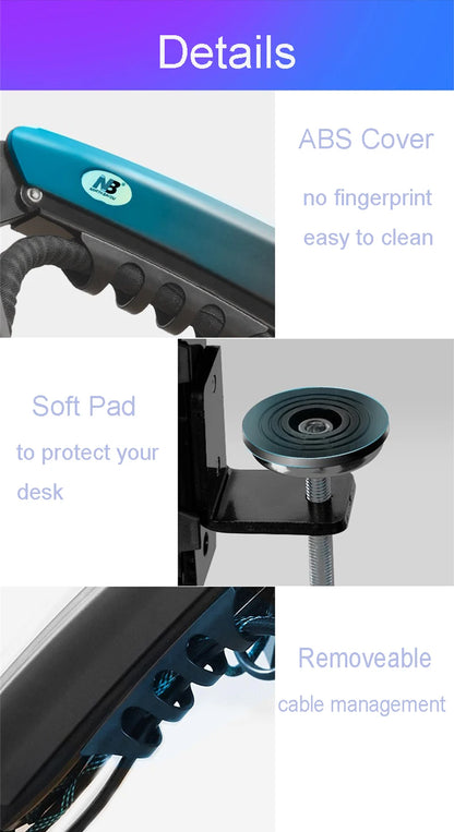 Desktop NB F160 + FP-2 Gas Spring Dual Arm for 17"-27" Monitor Holder + 10"-17" Laptop Support Air Press Mount Stand Load 2-9kg