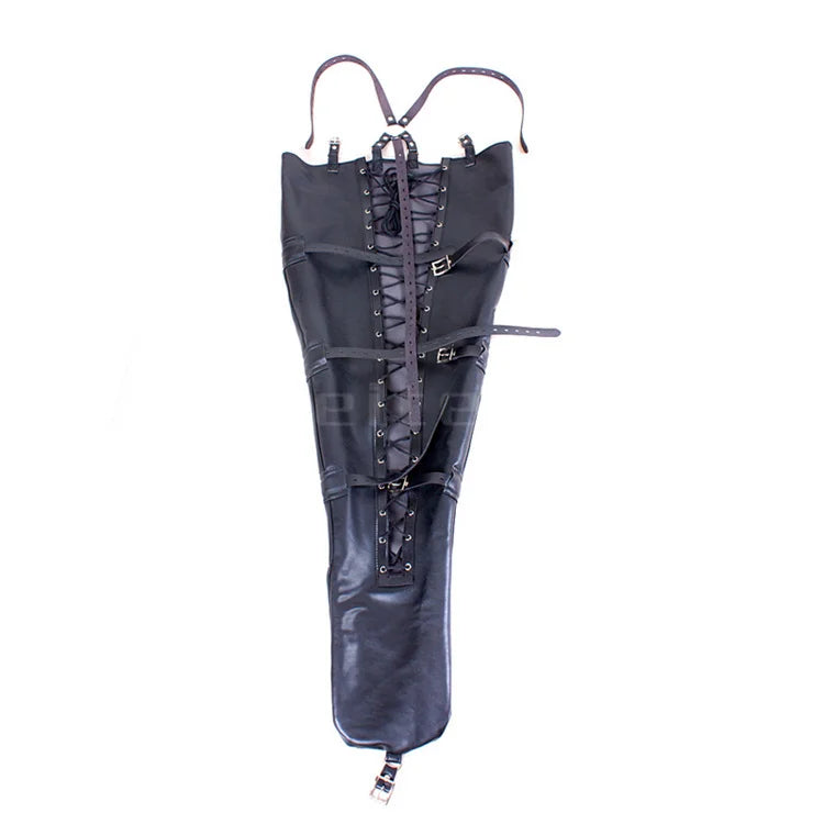 Soft PU Leather Headgear Mermaid Straitjacket Head Hood Body Harness Adjustable Leg Binder BDSM Restraint Sex Toy Slave Roleplay