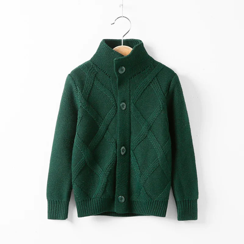 Winter Boys Sweater Kid Thick Knitted Bottoming Turtleneck Shirts Solid High Collar Cardigan High Quality Children Sweater