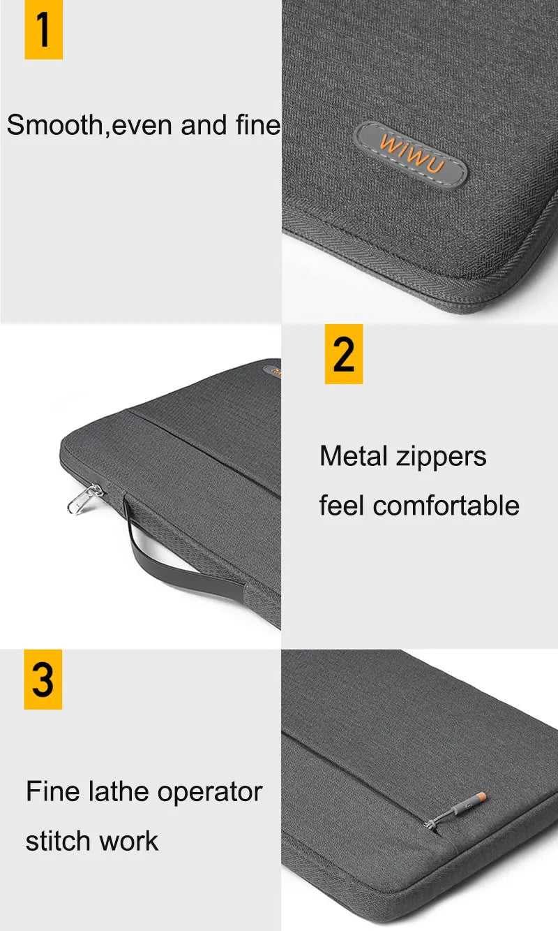 WIWU Waterproof Laptop Sleeve for MacBook Pro 14 2025 Laptop Bag Case for MacBook Air 13 15.3 2025 Fashion Notebook Bag 14 15.6