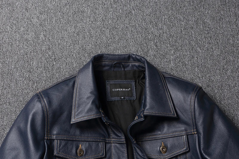 CC Shop Top.Y2K new classic casual slim fit genuine leather coat.quality fashion cowhide jacket.Young popular 557 style Denim