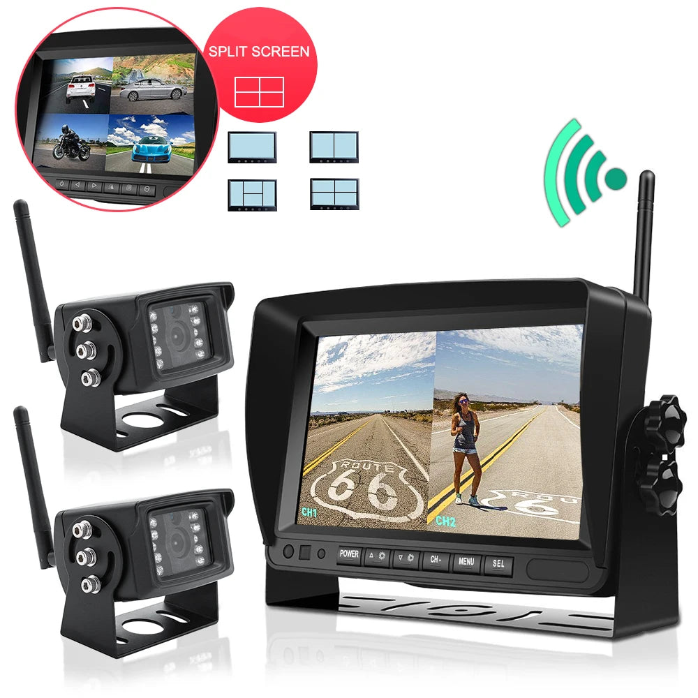 GreenYi 1280x720 High Definition AHD Wireless Truck DVR Monitor 7" Night Vision Reverse Backup Recorder Wifi Camera For Bus Car