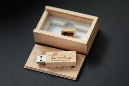 JASTER Free Custom Logo Photography Wedding Gift USB Flash Drive 128GB Wooden 64GB Box Pen Drive Maple Memory Stick 32GB 4G 16GB