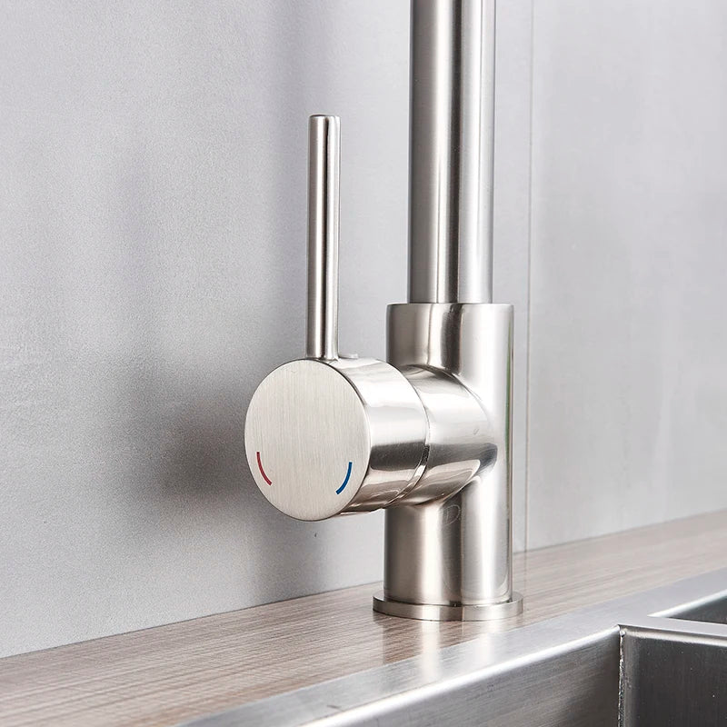 Kitchen Faucets Brush Brass Faucets for Kitchen Sink Single Lever Pull Out Spring Spout Mixers Tap Hot Cold Water Crane