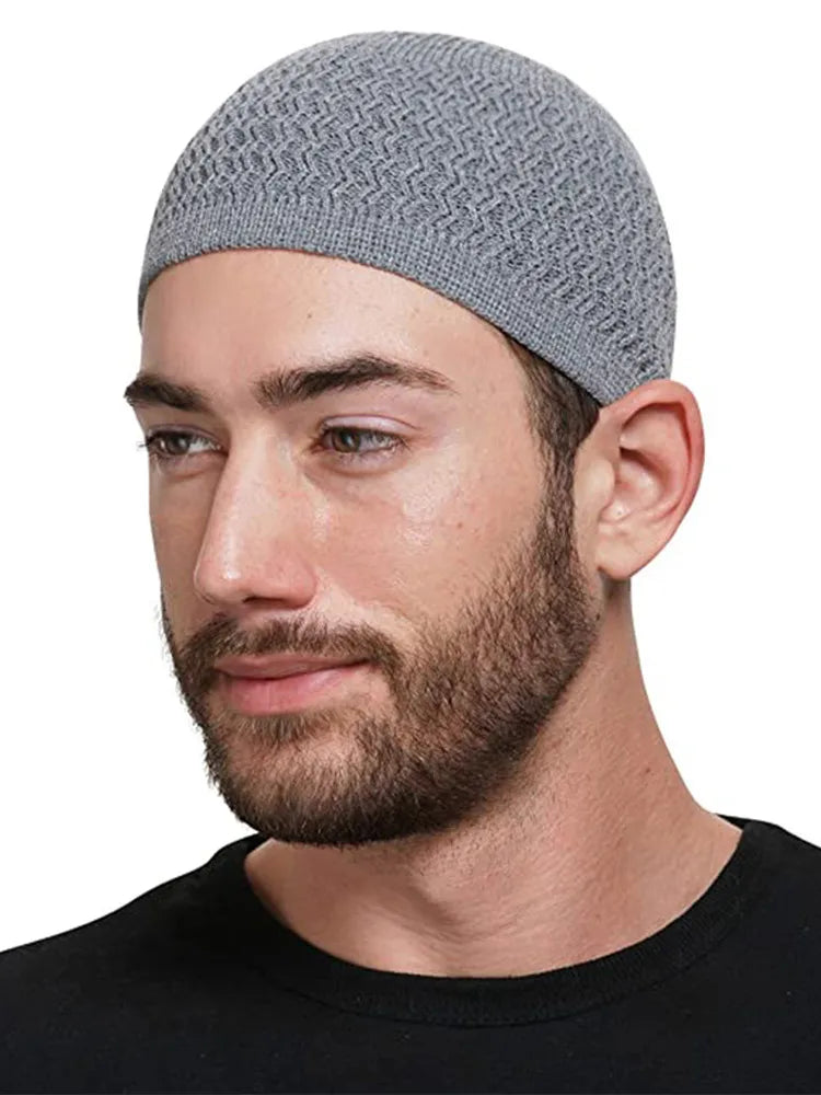 Casual Knitted Muslim Men Prayer Hats Winter Warm Male Beanies Cap Islamic Ramadan Jewish Kippah Homme Hat Men's Wrap Head Cap