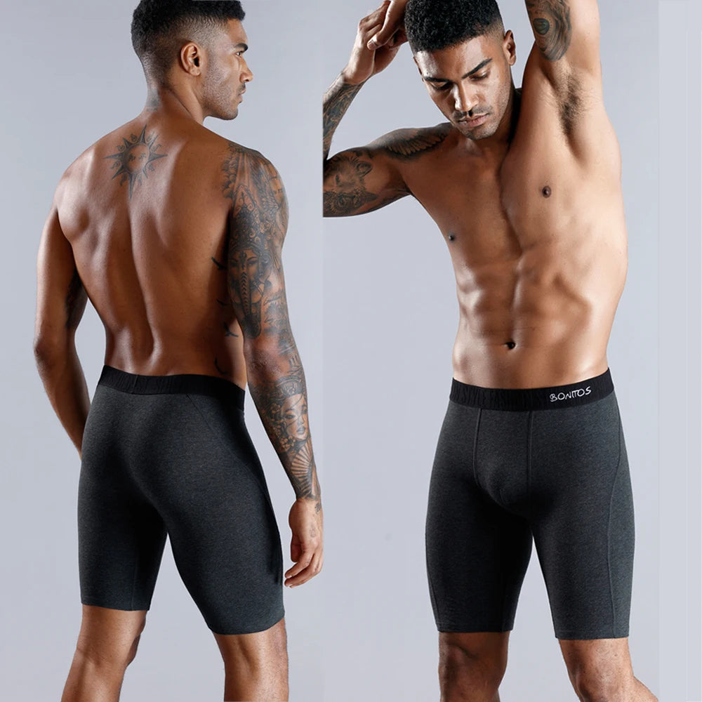 BONITOS Men Boxers Long Leg Man Underwear Soft Men Underpants Natural Cotton Sexy Boxer Shorts Top Brand Long Men's Panties