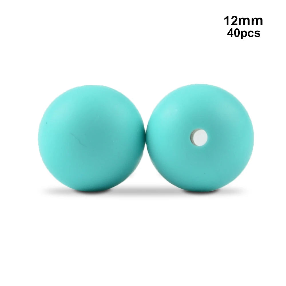 LOFCA 40pcs 12mm Silicone Beads Teething Chew Beads Food Grade Teether Necklace BPA Free Diy Jewelry Baby Teether Toy Pacifier