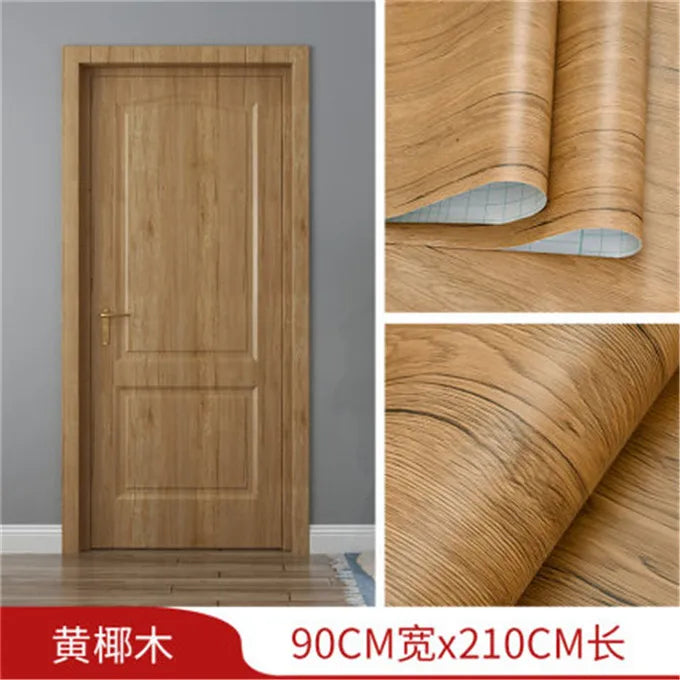90x210cm/30X500cm Grey Wood Grain Wallpaper On The Door Adhesive  Furniture Refurbish Sticker Home Decor Wall Decal Door Sticker
