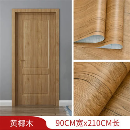 90x210cm/30X500cm Grey Wood Grain Wallpaper On The Door Adhesive  Furniture Refurbish Sticker Home Decor Wall Decal Door Sticker