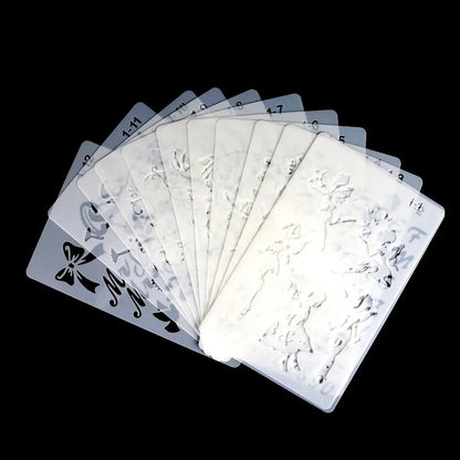 12 Design DIY Painting Template Wall Stencil Airbrush Scrapbook Coloring Embossing Album Diary Journal Drawing Copy Templates