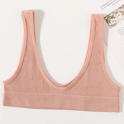 Women Push-Up Bra Small Cup Non-wire Bralette U-Neck Ribbed No-Pad Underwear Multiple Colors Crop Top Ladies Sexy Lingerie M-XL