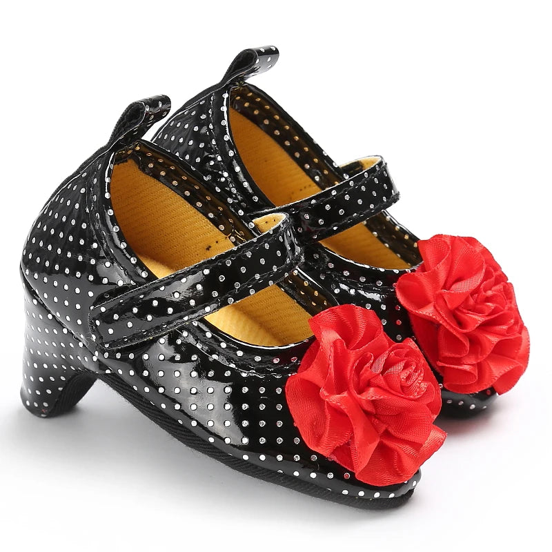 2022 New Infant Newborn Baby Girl High Heels Shoes Princess Bow First Birthday Party Shoes Photo Props Shoes 0-12M