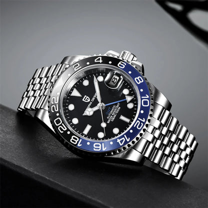 PAGANI DESIGN 2026 40MM Luxury Men GMT Automatic Machinery Watch Ceramic Bezel Jubilee Strap Sapphire Waterproof Watches for men