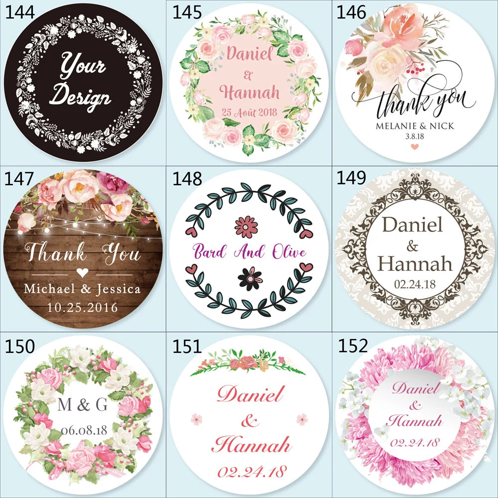 100pcs Custom LOGO Stickers White Label/Wedding Packaging sticker design Kraft baking your own name,THANK YOU labels
