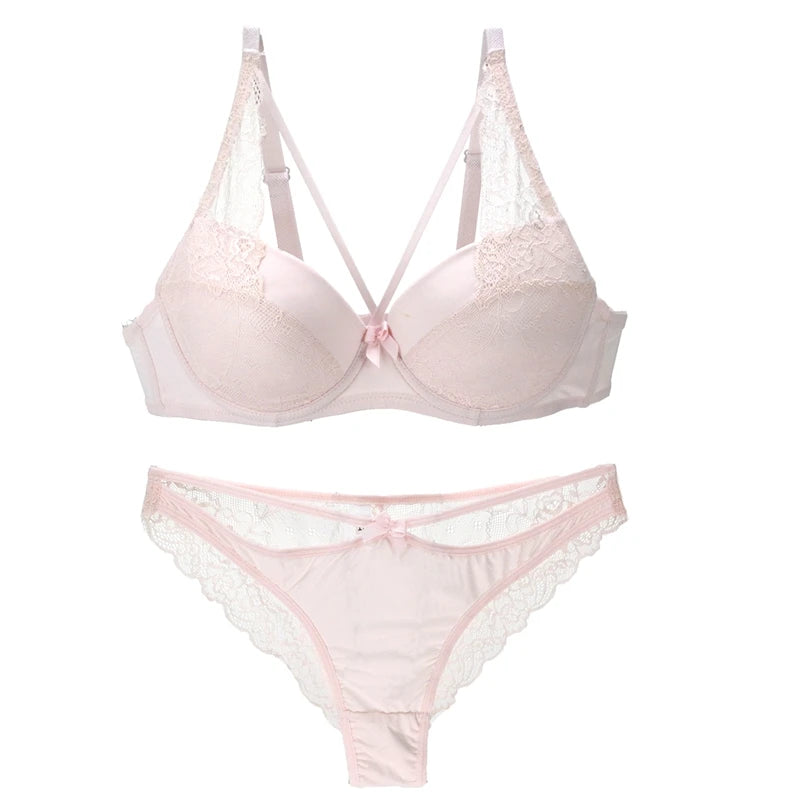 2021 New Sexy Women BCD Cup Bra Sets Lace Thong Hollow Out Underwear Panties Intimante Brief Female Girls Lingerie