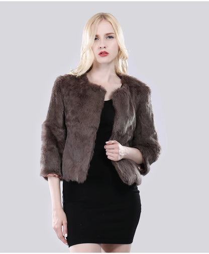 Hot Sale Girl Real Rabbit Fur Coat Women Real Rabbit Fur Jacket Genuine Real Rabbit Fur Outerwear Casual Short Real Fur Coats