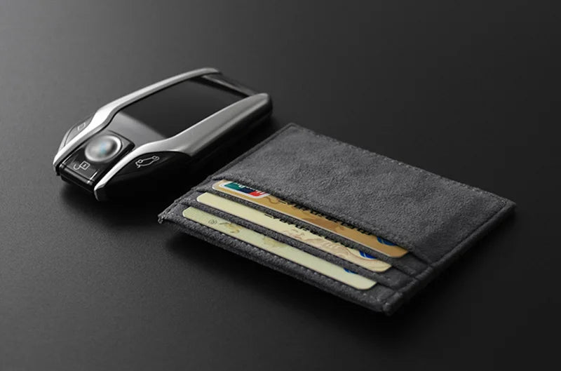 YMW ALCANTARA Card Holder Women & Man Turn fur Luxury Artificial Leather Slim Card Mini Wallet Small Thin Card Package