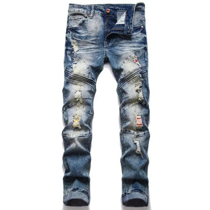 2022 New Fashion Mens Biker Jeans Punk Style Men Cargo Denim Pants  Zipper Pocket Motorcycle Jeans Male Pantalones Hombre